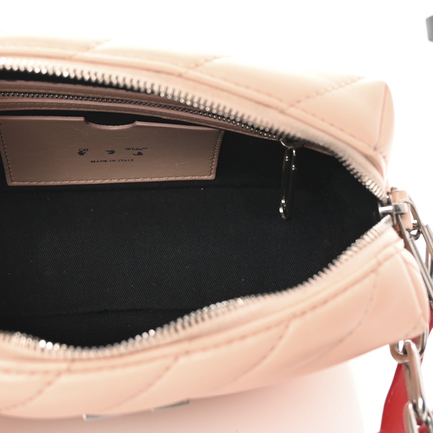 Off-White Calfskin Diagonal Quilted Jackhammer Camera Bag Pink 5 of 9