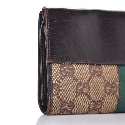 Gucci Monogram Calfskin Web Blake Continental Wallet Brown 8 of 13