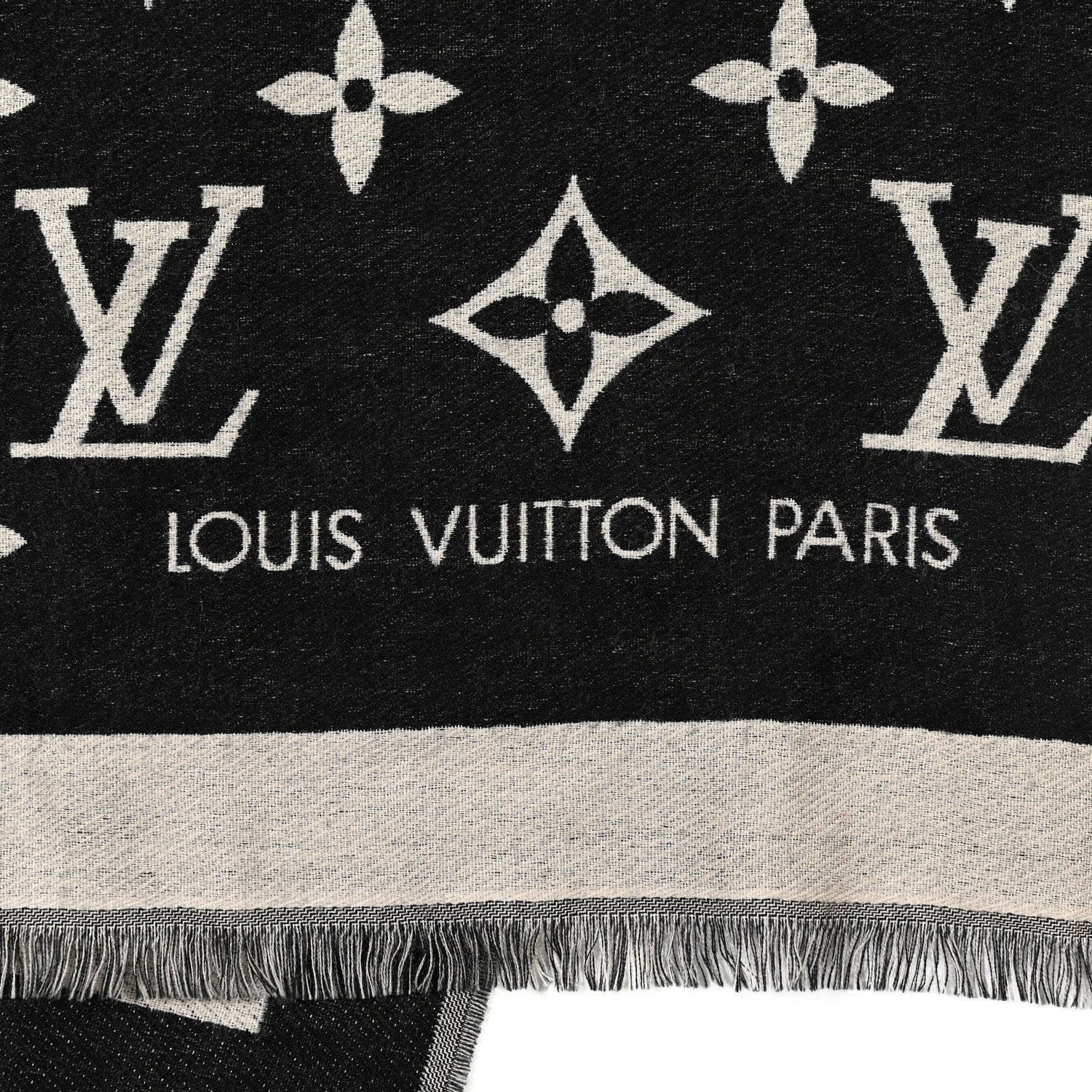 Louis Vuitton Silk Wool Monogram Miss LV Stole Black 3 of 6