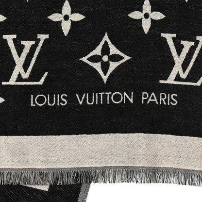 Louis Vuitton Silk Wool Monogram Miss LV Stole Black 3 of 6