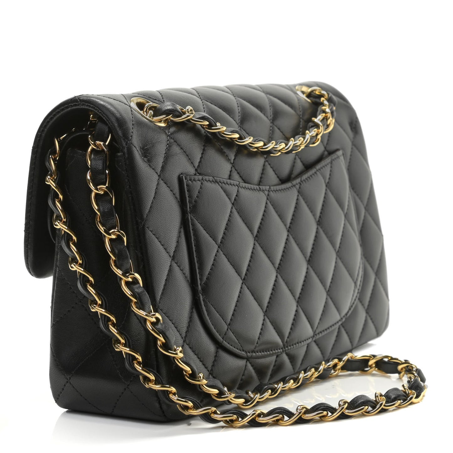 Lambskin Quilted Small Double Flap Black