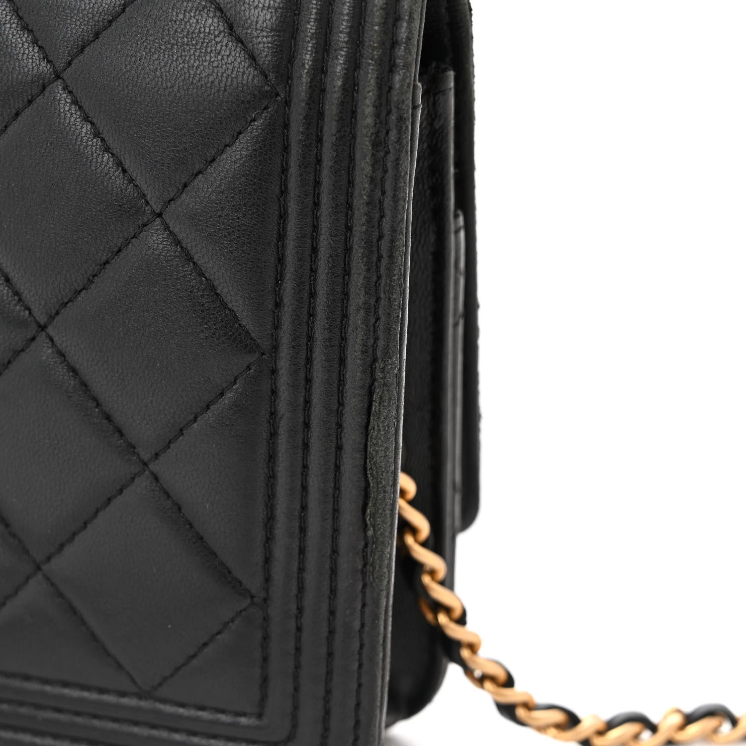 Chanel Lambskin Quilted Boy Wallet On Chain WOC Black 13 of 14