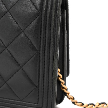 Chanel Lambskin Quilted Boy Wallet On Chain WOC Black 13 of 14