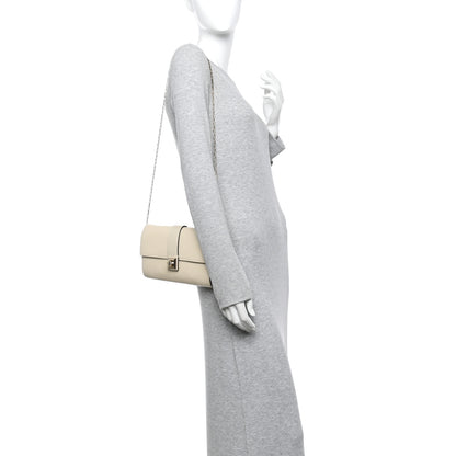 Valentino Garavani Pebbled Calfskin Rockstud Chain Clutch Light Ivory 2 of 10