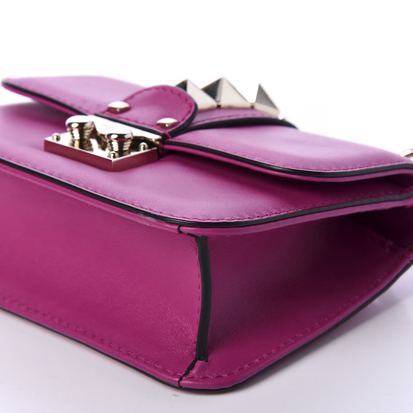 Vitello Mini Glam Lock Rockstud Flap Fuxia
