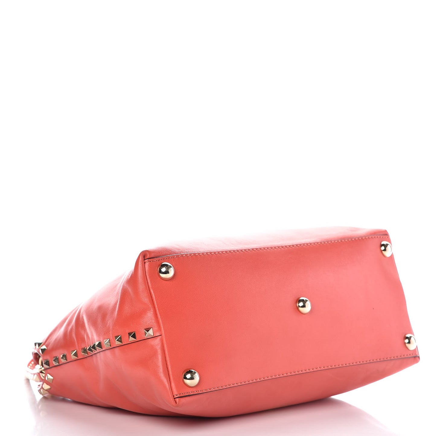 Vitello Rockstud Dome Satchel Deep Coral