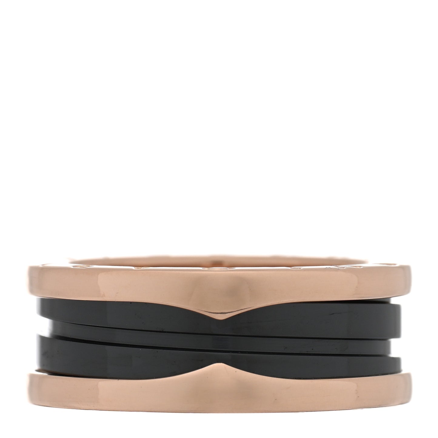 18K Rose Gold Black Ceramic B.Zero1 Two-Band Ring 56 7.5