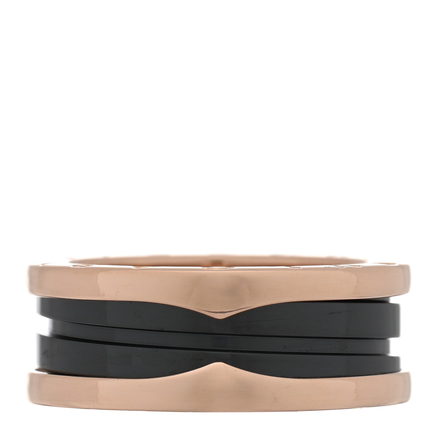 Bulgari 18K Rose Gold Black Ceramic B.Zero1 Two-Band Ring 56 7.5 3 of 5