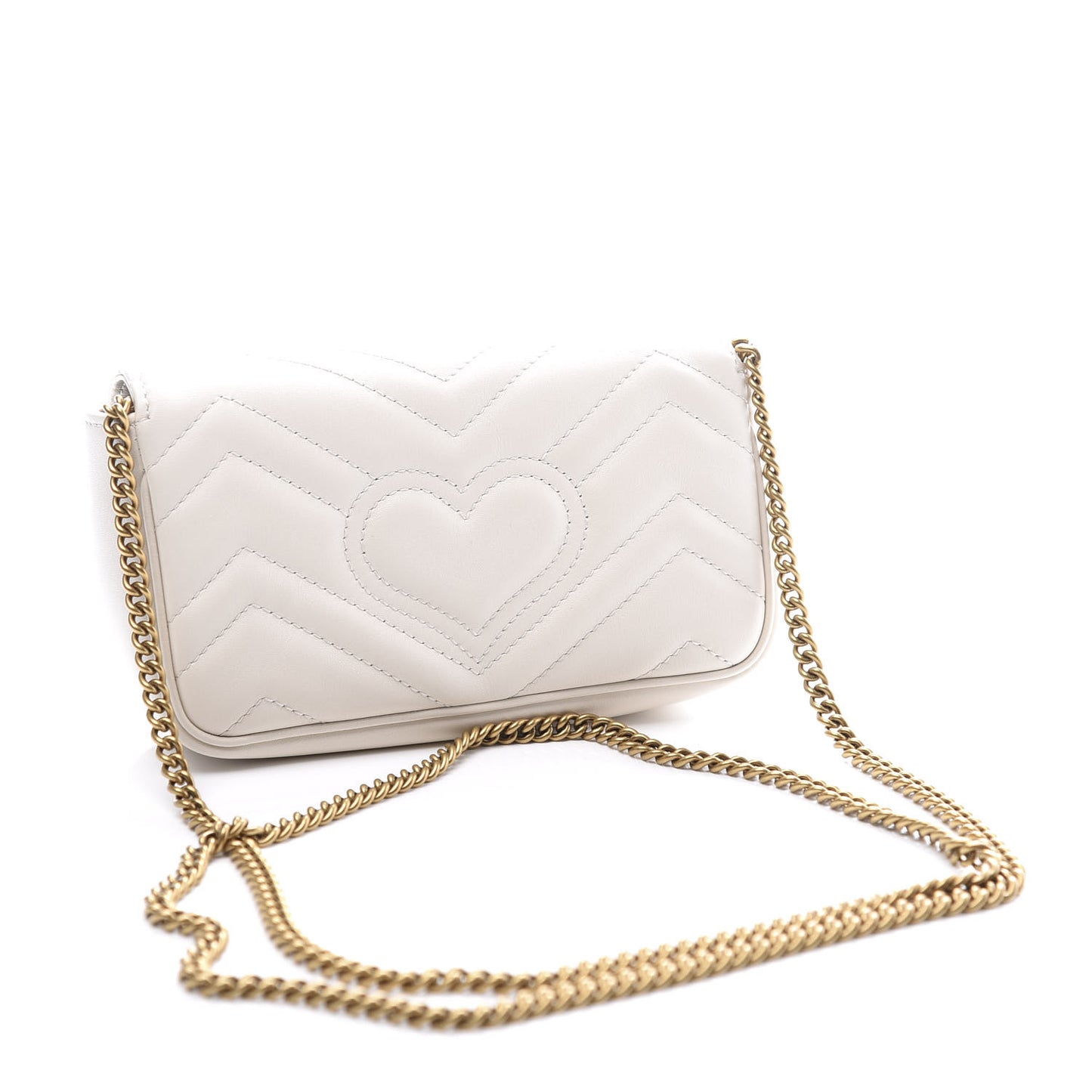 Calfskin Matelasse Super Mini GG Marmont Shoulder Bag White