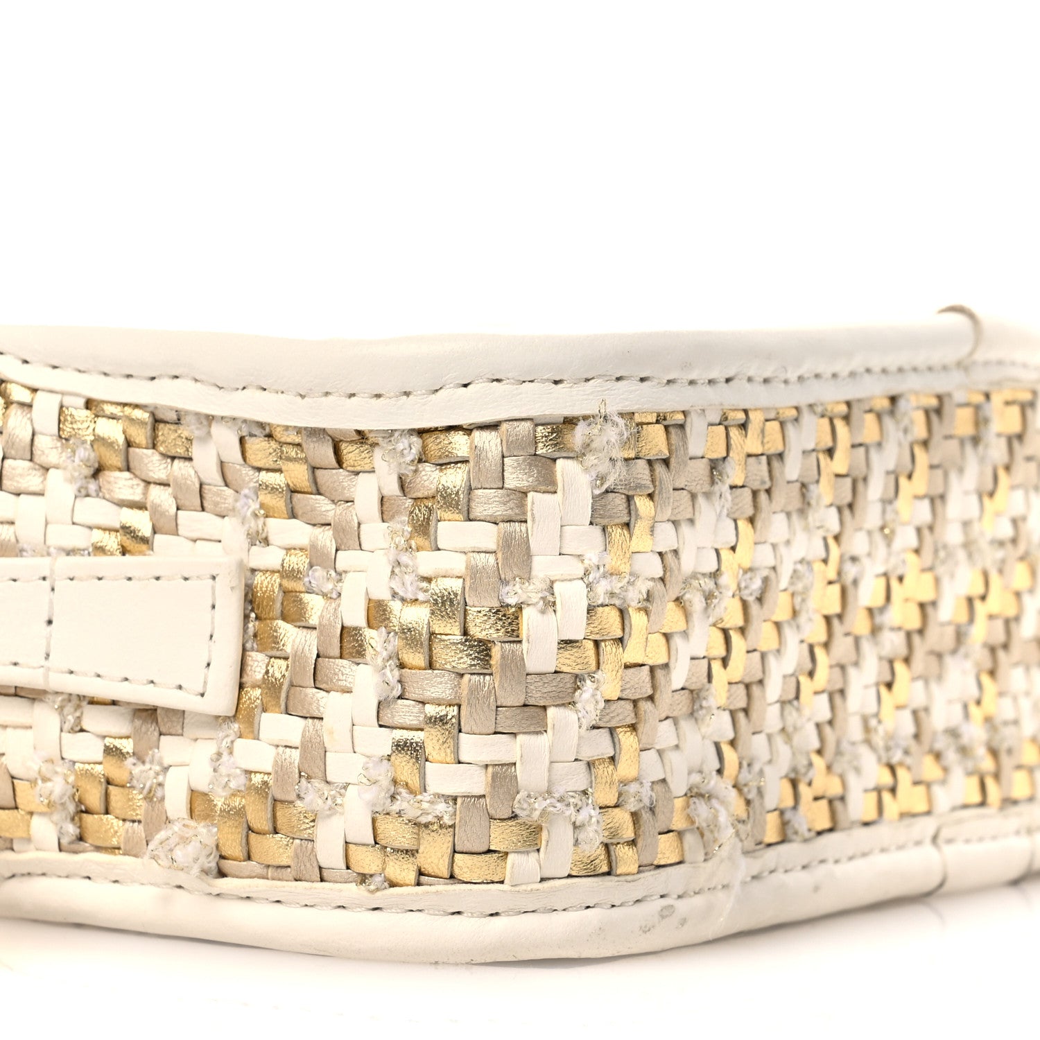 Chanel Metallic Lambskin Viscose Woven Small Camera Case White Gold 9 of 12