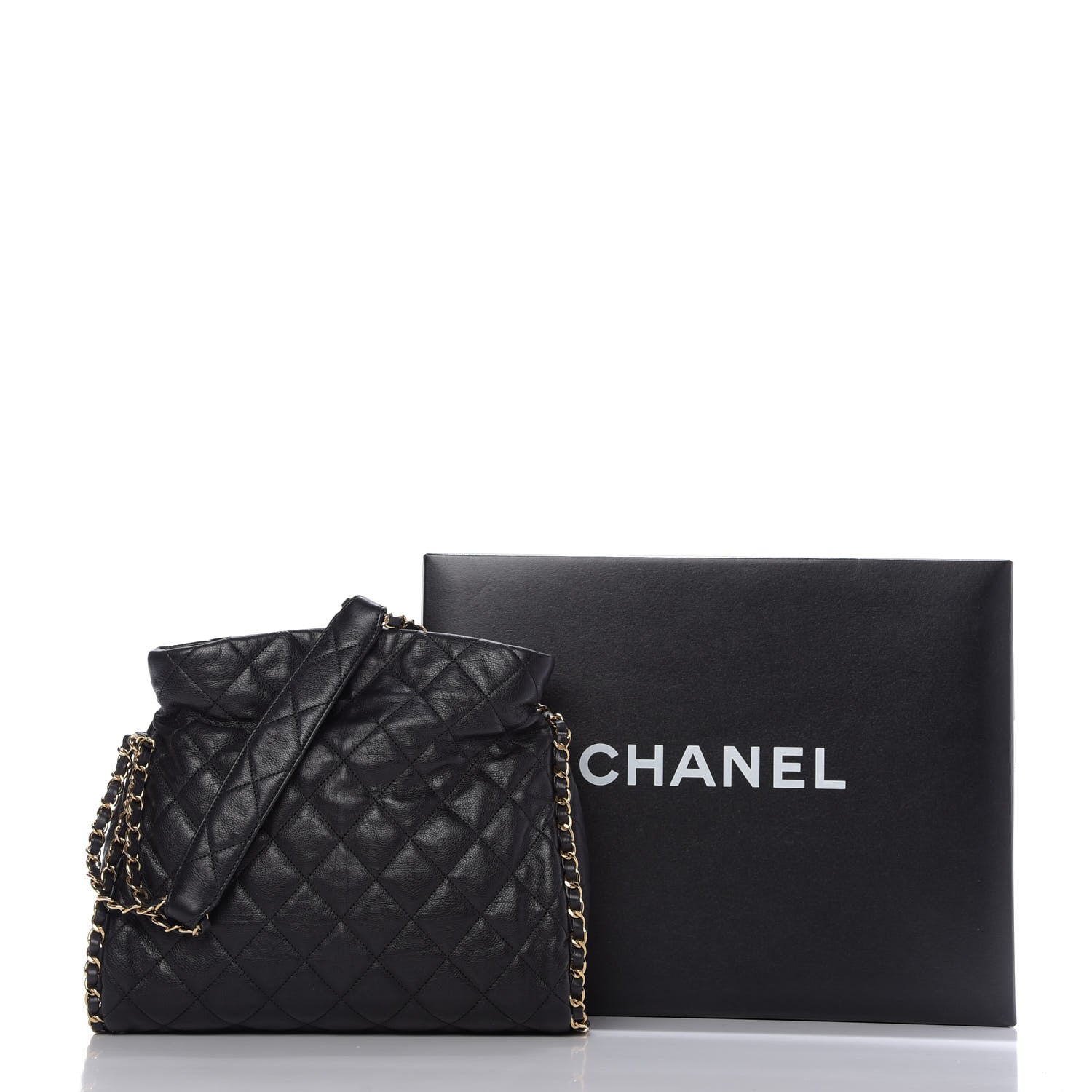 Chanel Calfskin Quilted Medium Chain Me Hobo Black 10 of 10