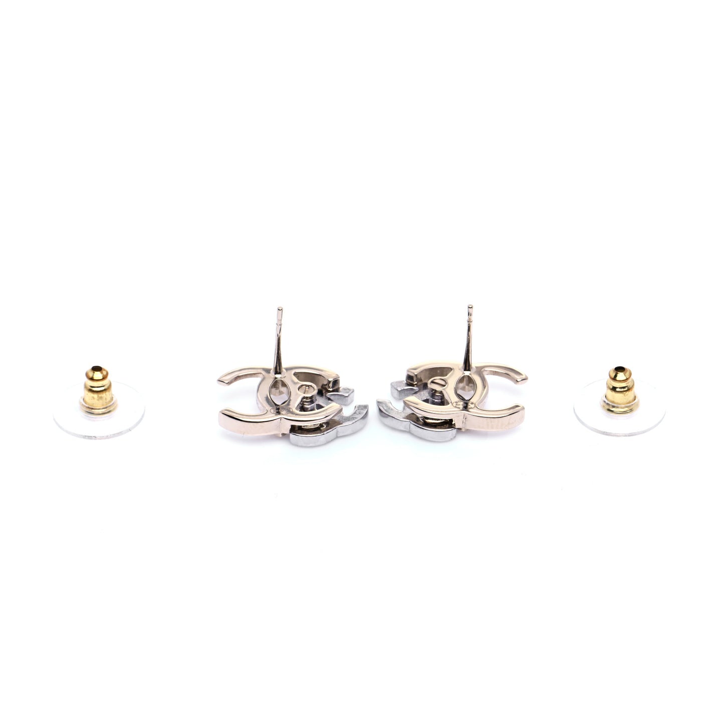 Crystal Double CC Earrings Gold Silver