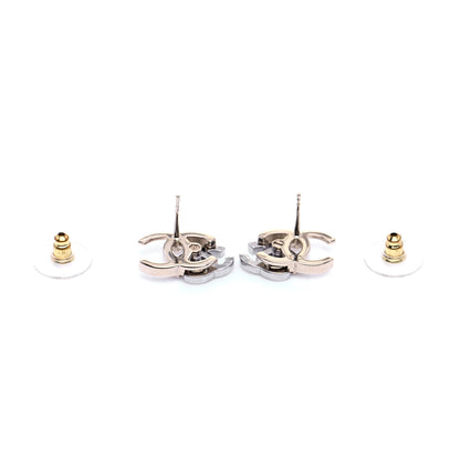 Chanel Crystal Double CC Earrings Gold Silver 3 of 6