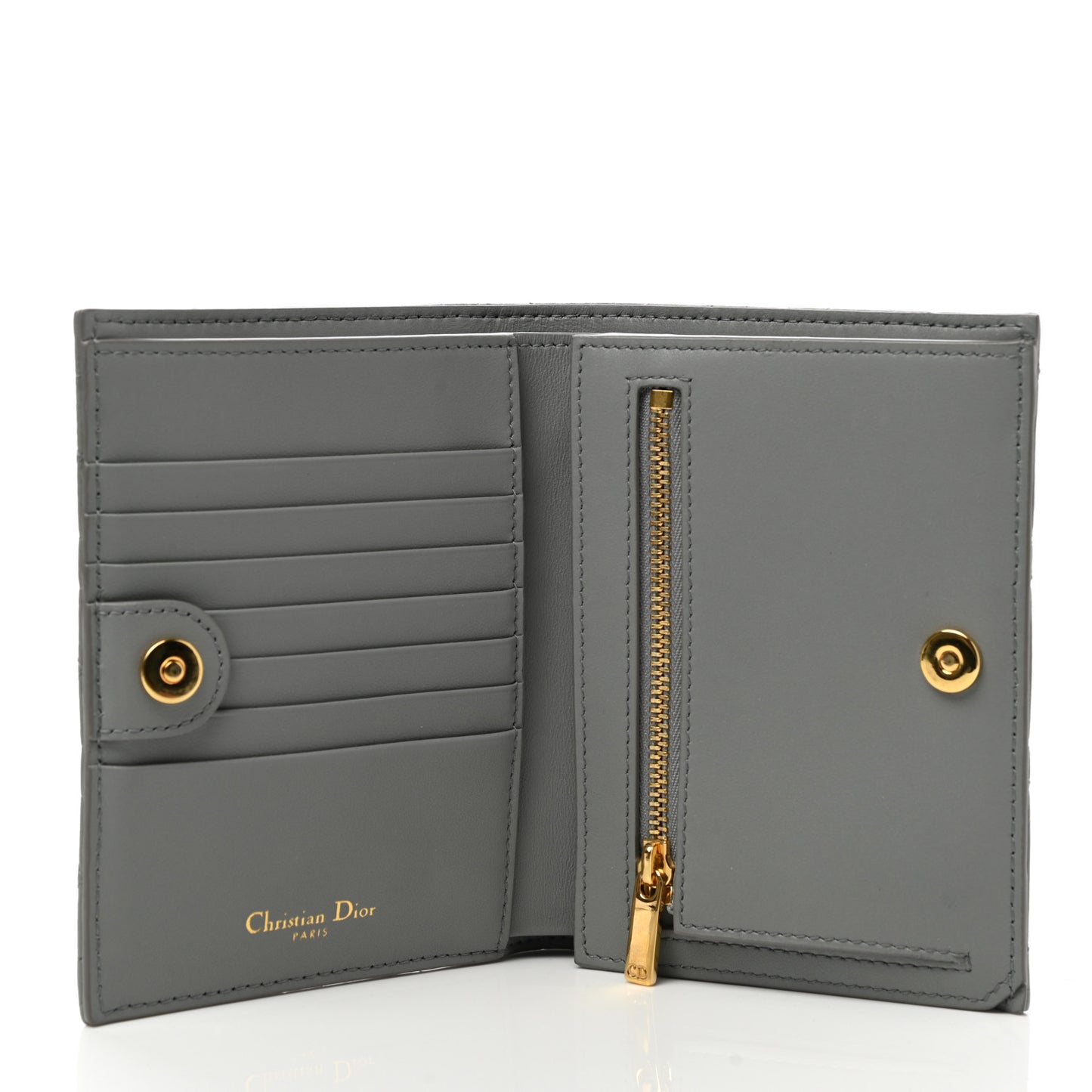 Supple Calfskin Cannage Caro Slim Wallet Grey