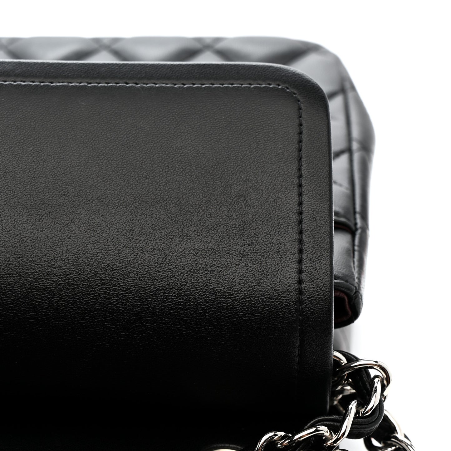 Lambskin Quilted Jumbo Double Flap Black