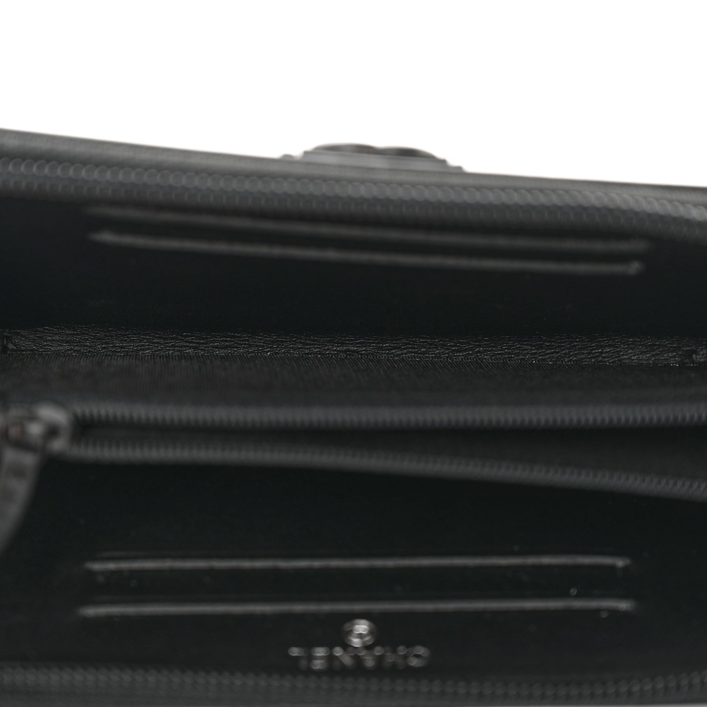 Calfskin Painted Chevron Embossed Small Boy Zip Wallet Black