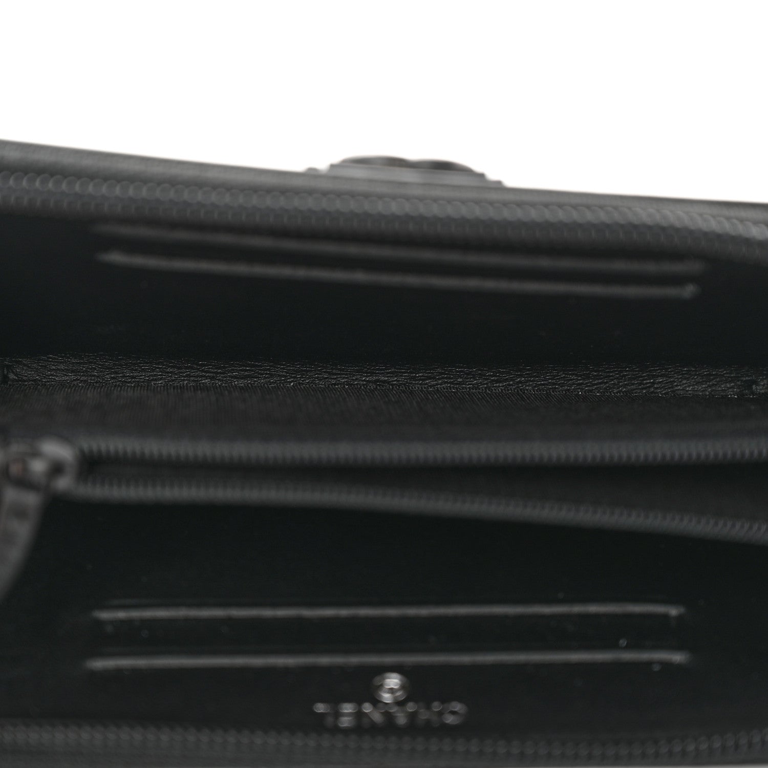 Chanel Calfskin Painted Chevron Embossed Small Boy Zip Wallet Black 5 of 13