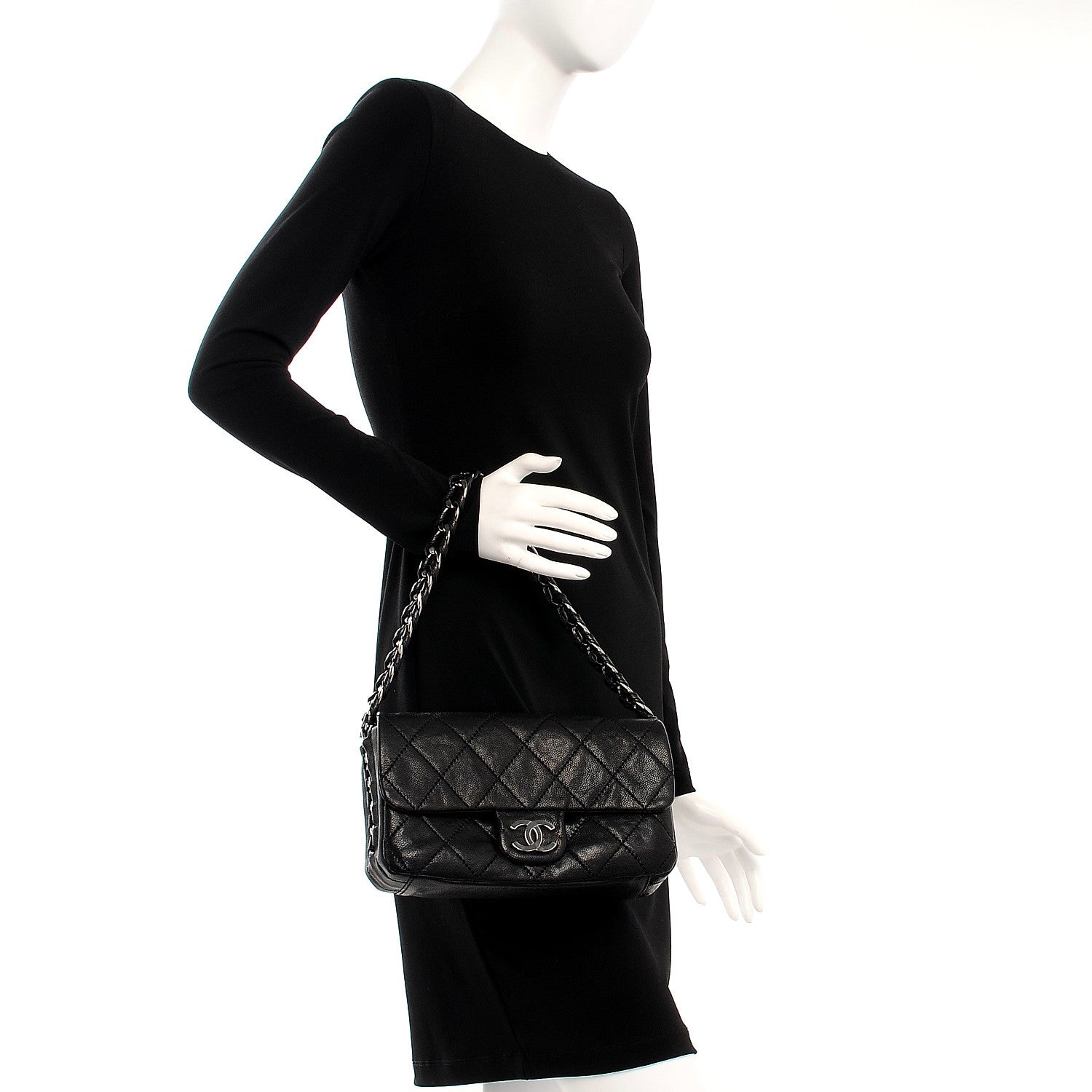 Chanel Glazed Caviar Quilted Modern Chain Flap Black 2 of 8