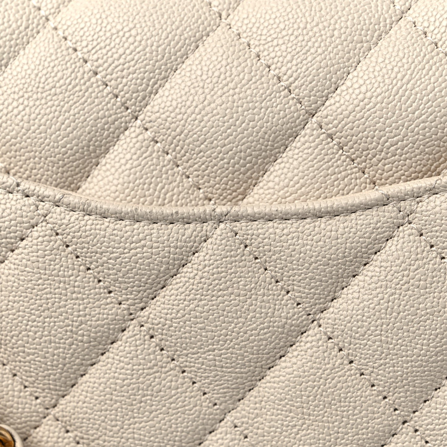 Caviar Quilted Mini Top Handle Rectangular Flap Beige