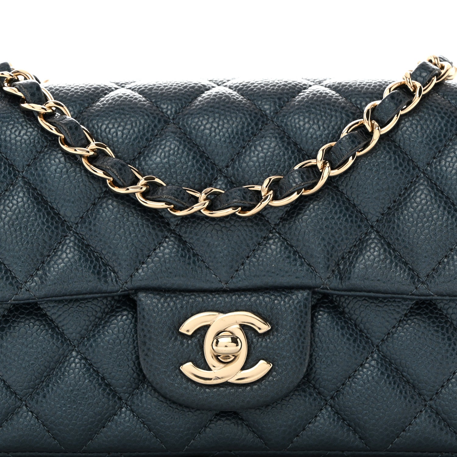 Chanel Iridescent Caviar Quilted Mini Rectangular Flap Dark Blue 8 of 10