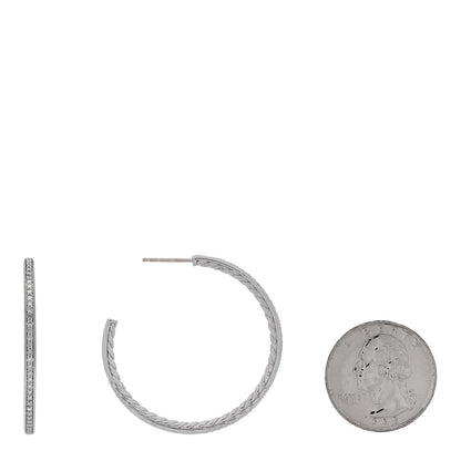 David Yurman Sterling Silver Diamond 38mm Pave Hoop Earrings 2 of 4