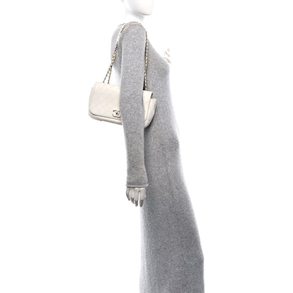 Chanel Calfskin Stitched Medium Covered CC Flap Bag White 2 of 10