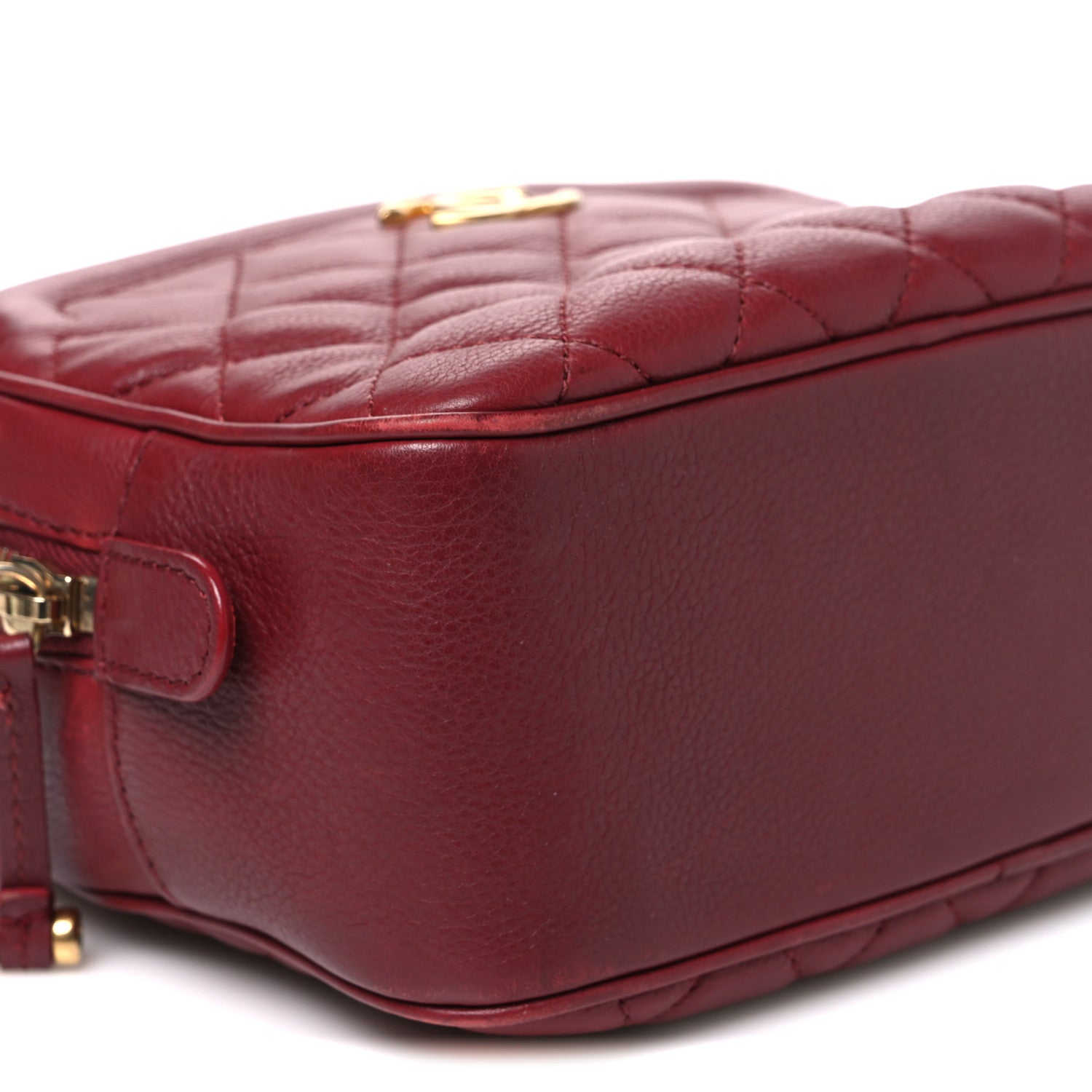 Chanel Calfskin Quilted CC Small Vanity Case Dark Red 9 of 10