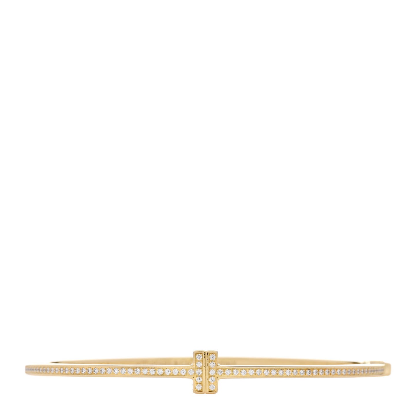 18K Yellow Gold Diamond T Hinged Wire Bangle Bracelet