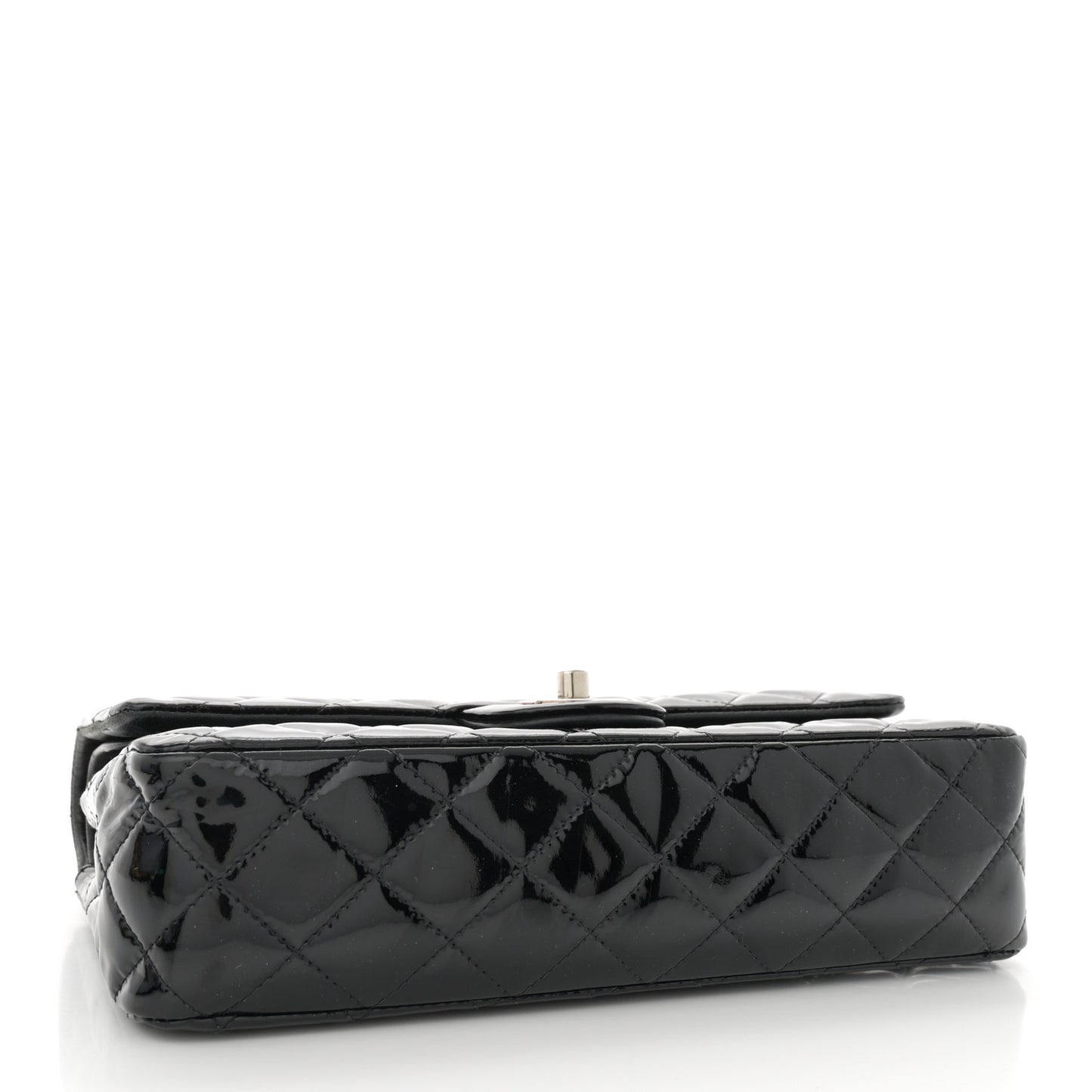 Patent Quilted Medium Double Flap Black