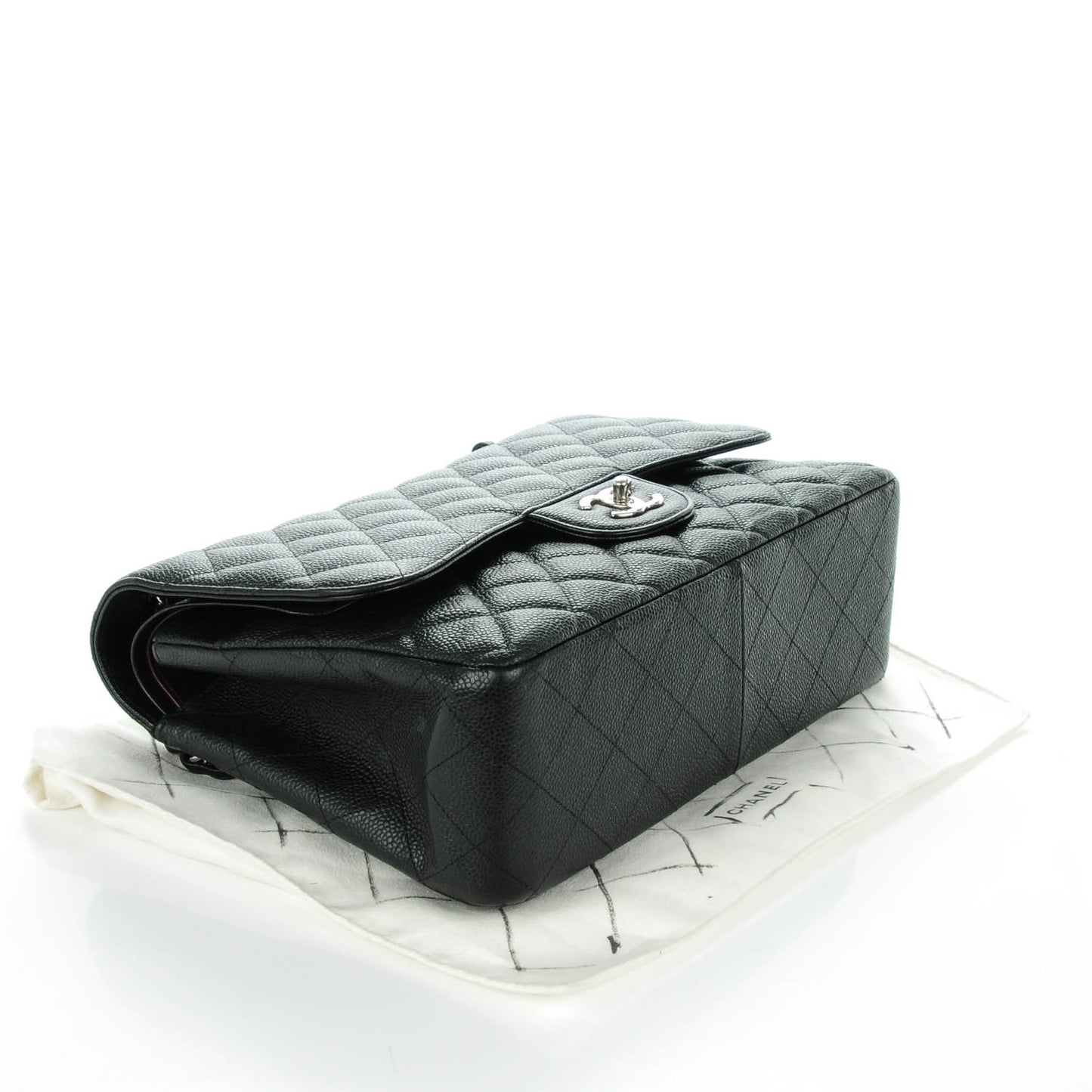 Caviar Quilted Jumbo Double Flap Black