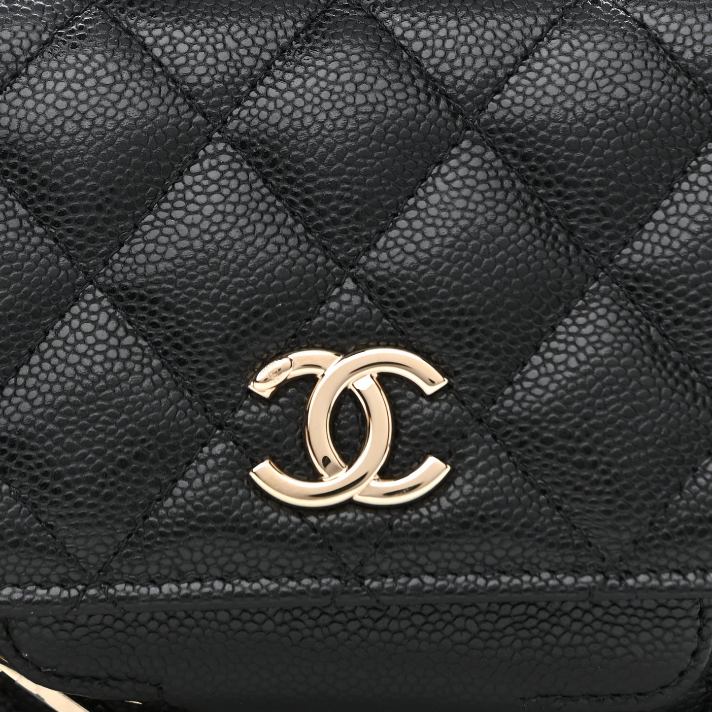 Caviar Quilted Business Affinity Clutch With Chain Black