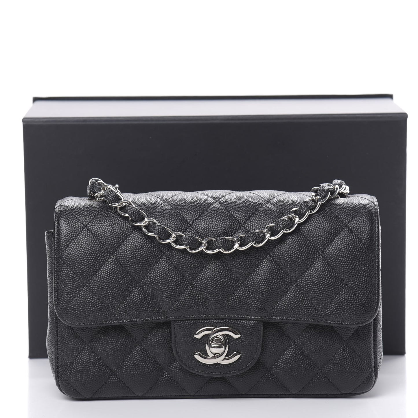Caviar Quilted Mini Rectangular Flap Black