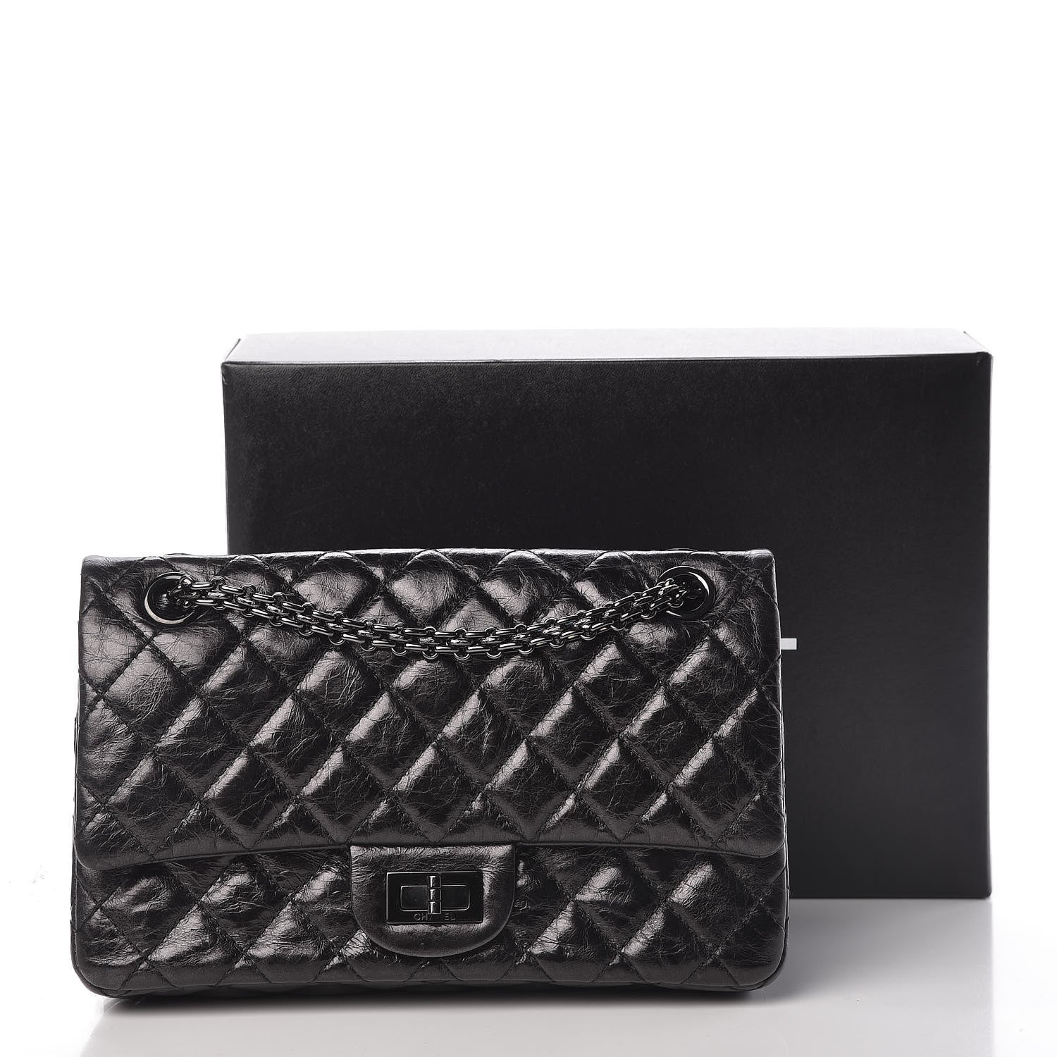 Chanel Metallic Aged Calfskin Quilted 2.55 Reissue 225 Flap So Black 15 of 15