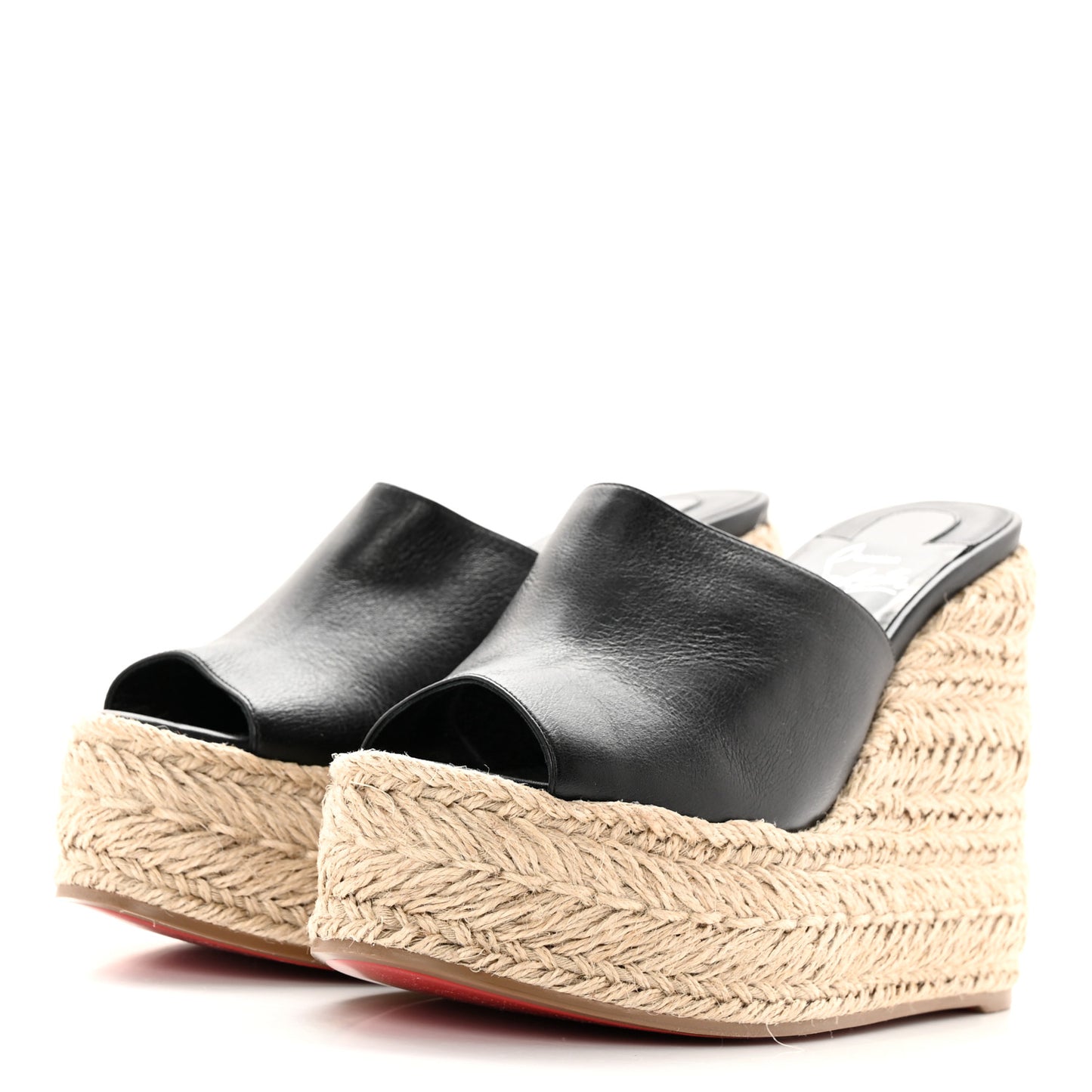 Calfskin Ariella Zeppa 130 Espadrille Sandals 37 Black Naturel