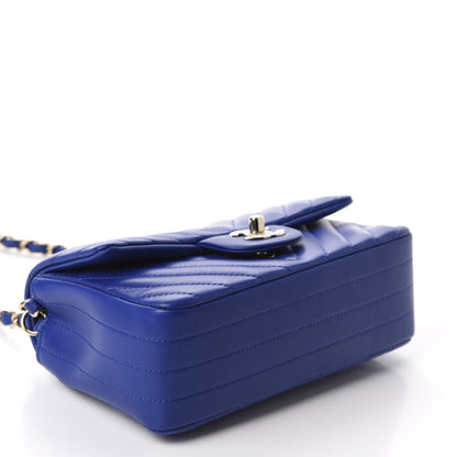 Chanel Lambskin Chevron Quilted Mini Rectangular Flap Blue 4 of 11