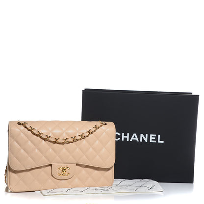 Chanel Caviar Quilted Jumbo Double Flap Beige Clair 5 of 9