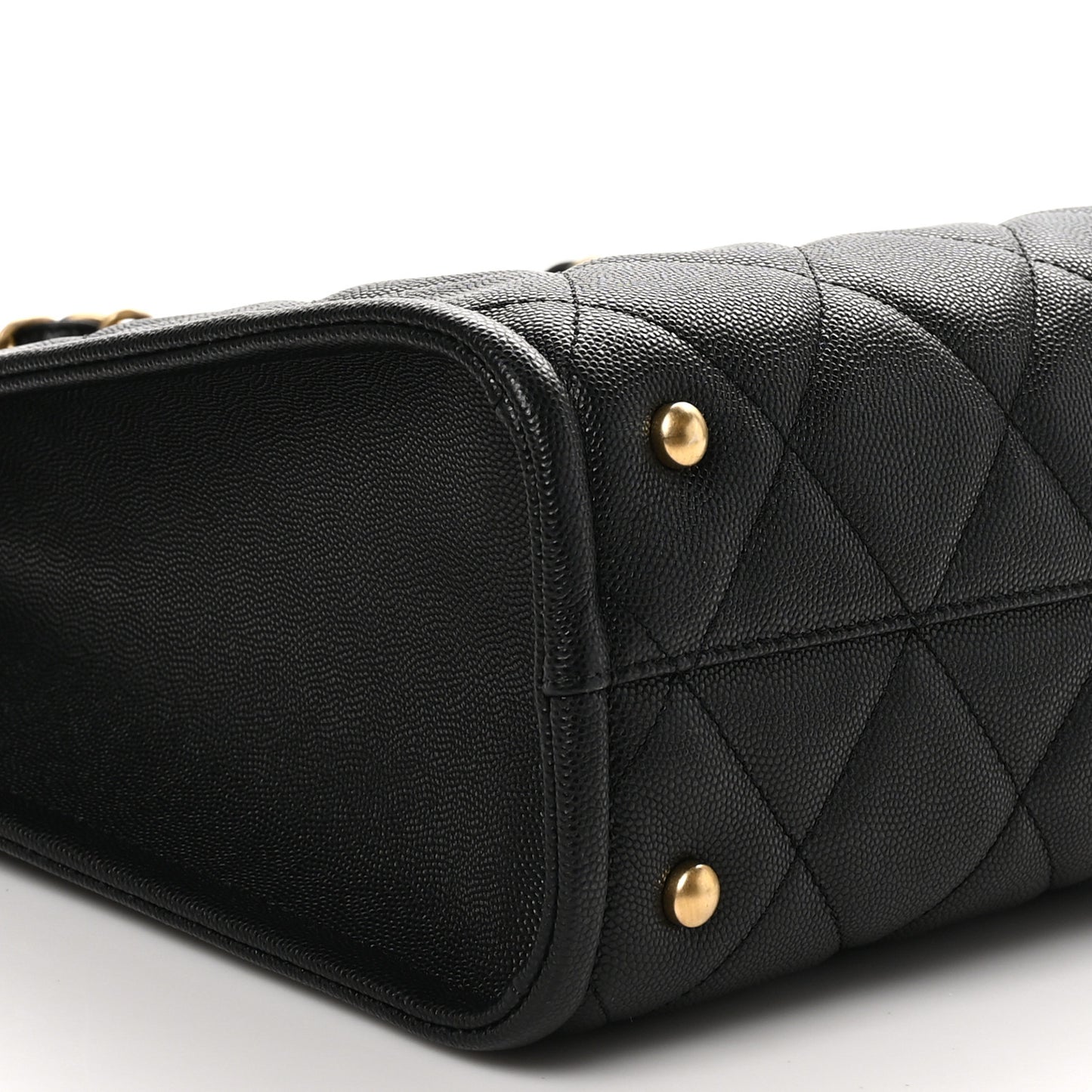 Caviar Quilted Chain Large Shopping Tote With Coin Purse Black