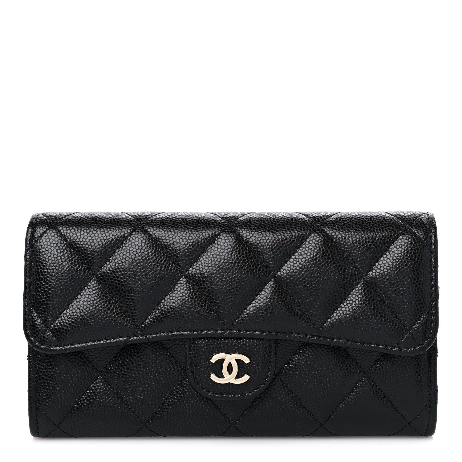 Chanel Caviar Quilted Medium Gusset Flap Wallet Black 1 of 11
