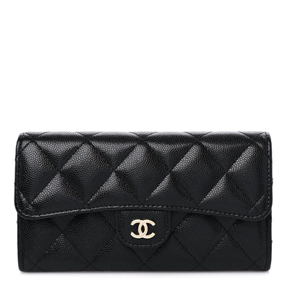 Chanel Caviar Quilted Medium Gusset Flap Wallet Black 1 of 11