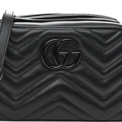 Gucci Calfskin Matelasse Monochrome Small GG Marmont Chain Shoulder Bag Black 7 of 10