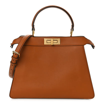 Fendi Vitello Seta Shiny Nappa Medium Peekaboo I SEE U Satchel Brandy Light Rose 1 of 9