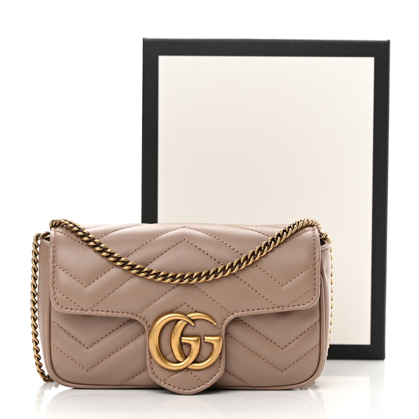 Calfskin Matelasse Super Mini GG Marmont Shoulder Bag Porcelain Rose