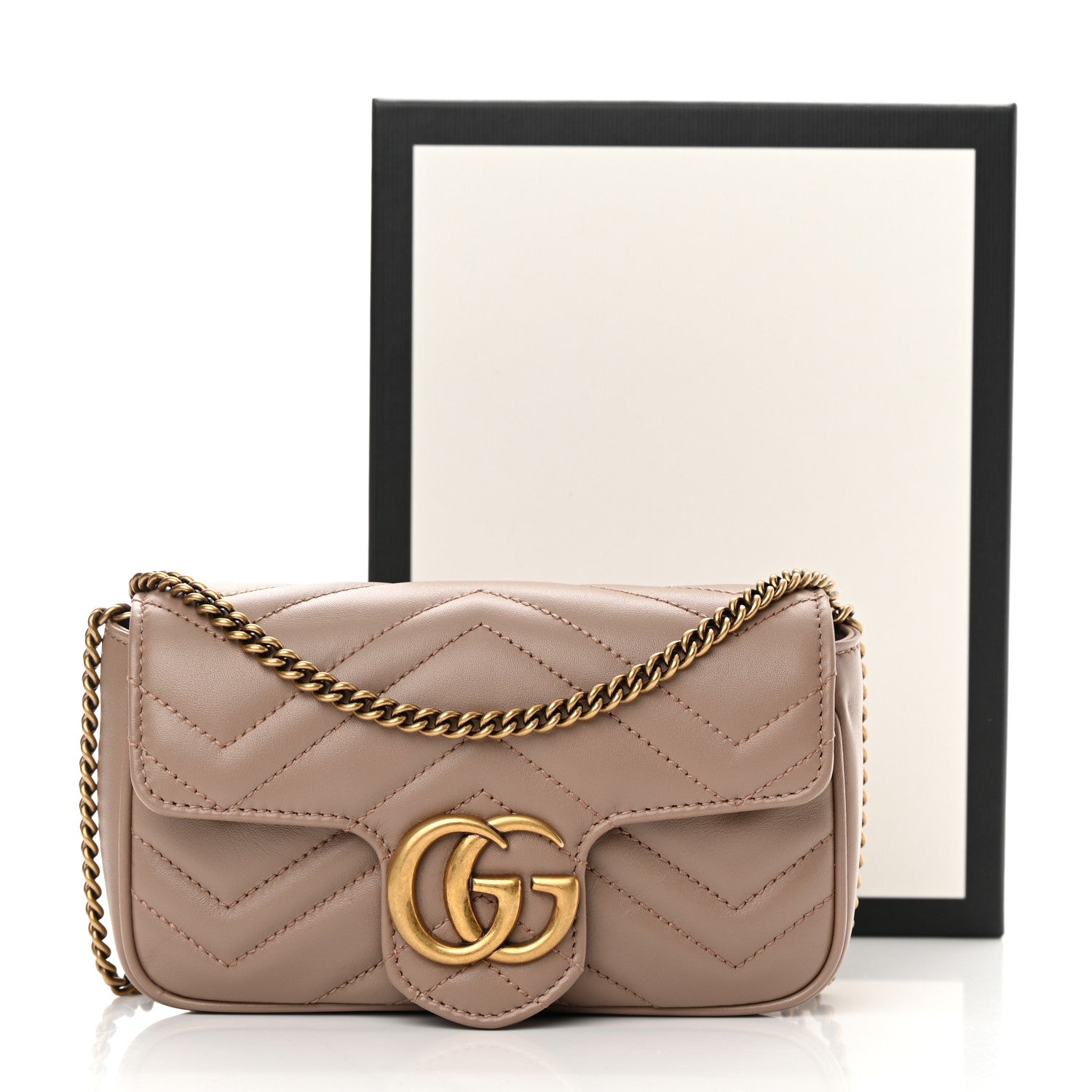 Gucci Calfskin Matelasse Super Mini GG Marmont Shoulder Bag Porcelain Rose 13 of 13