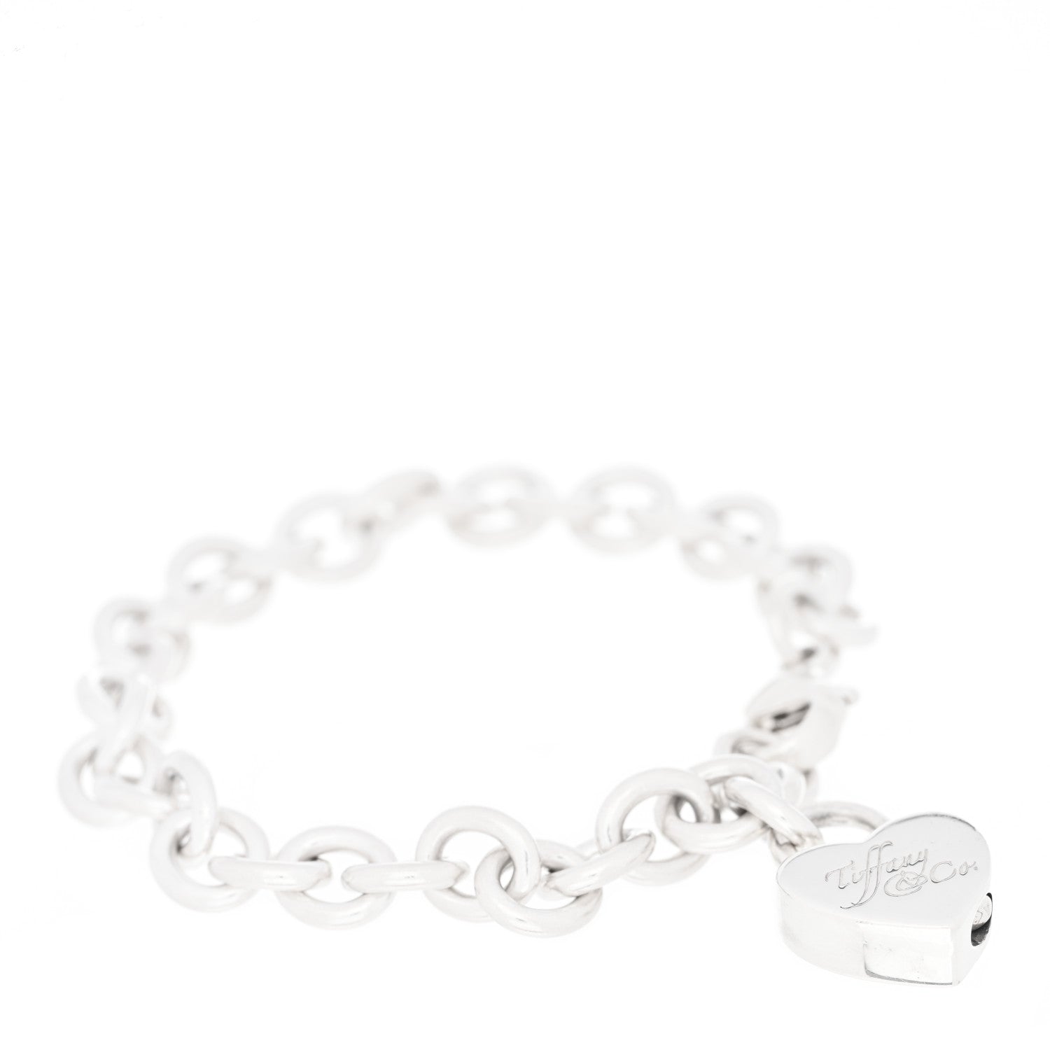 Tiffany Sterling Silver Heart Lock Charm Bracelet 1 of 3