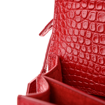 Saint Laurent Calfskin Crocodile Embossed Medium Monogram Sunset Rouge Eros 12 of 15