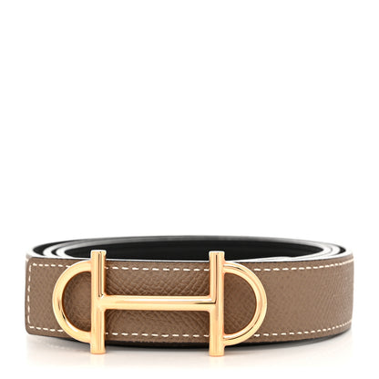 Hermes Swift Epsom 24mm Gamma Belt 90 Black Etoupe 1 of 10