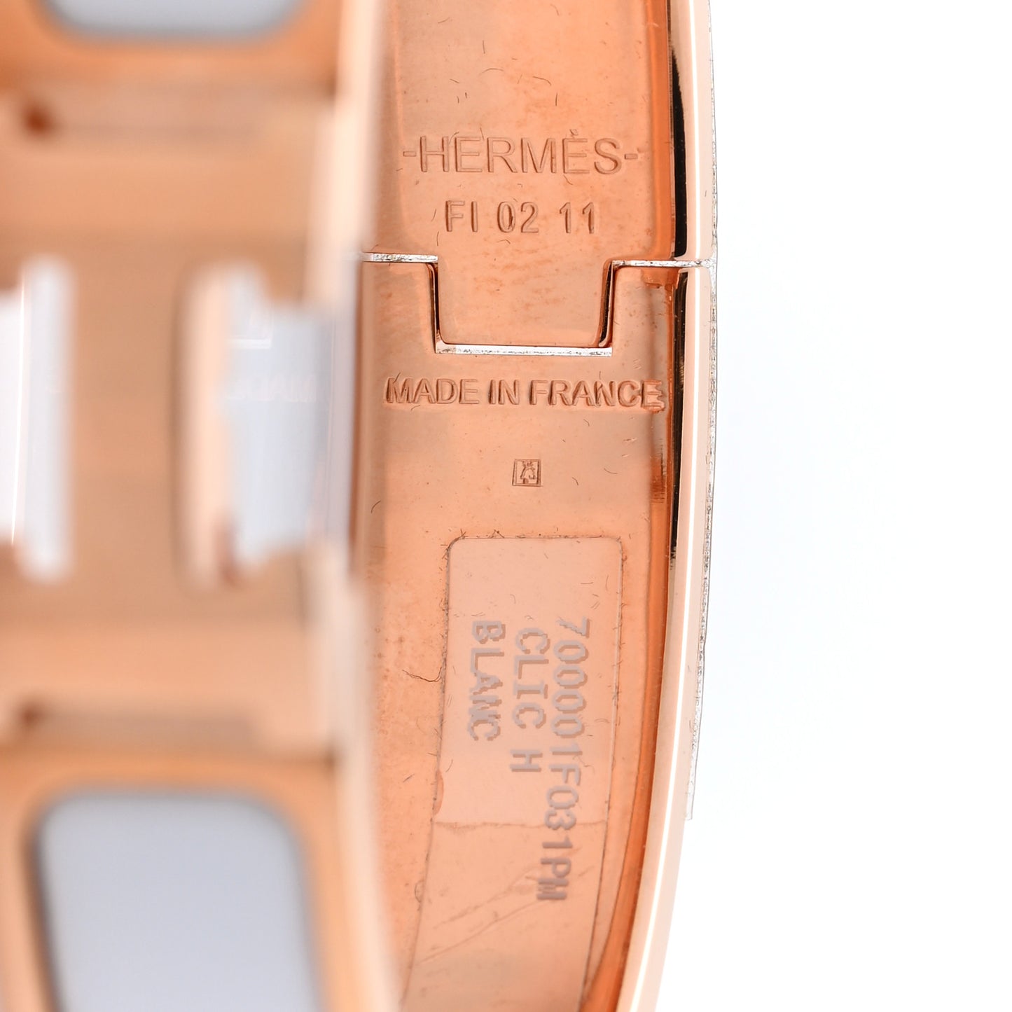 Enamel Narrow Clic Clac H Bracelet PM White