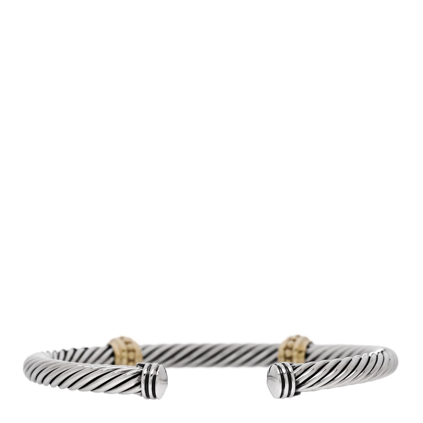 Sterling Silver 14K Yellow Gold 5mm Cable Classics Two Station Bracelet