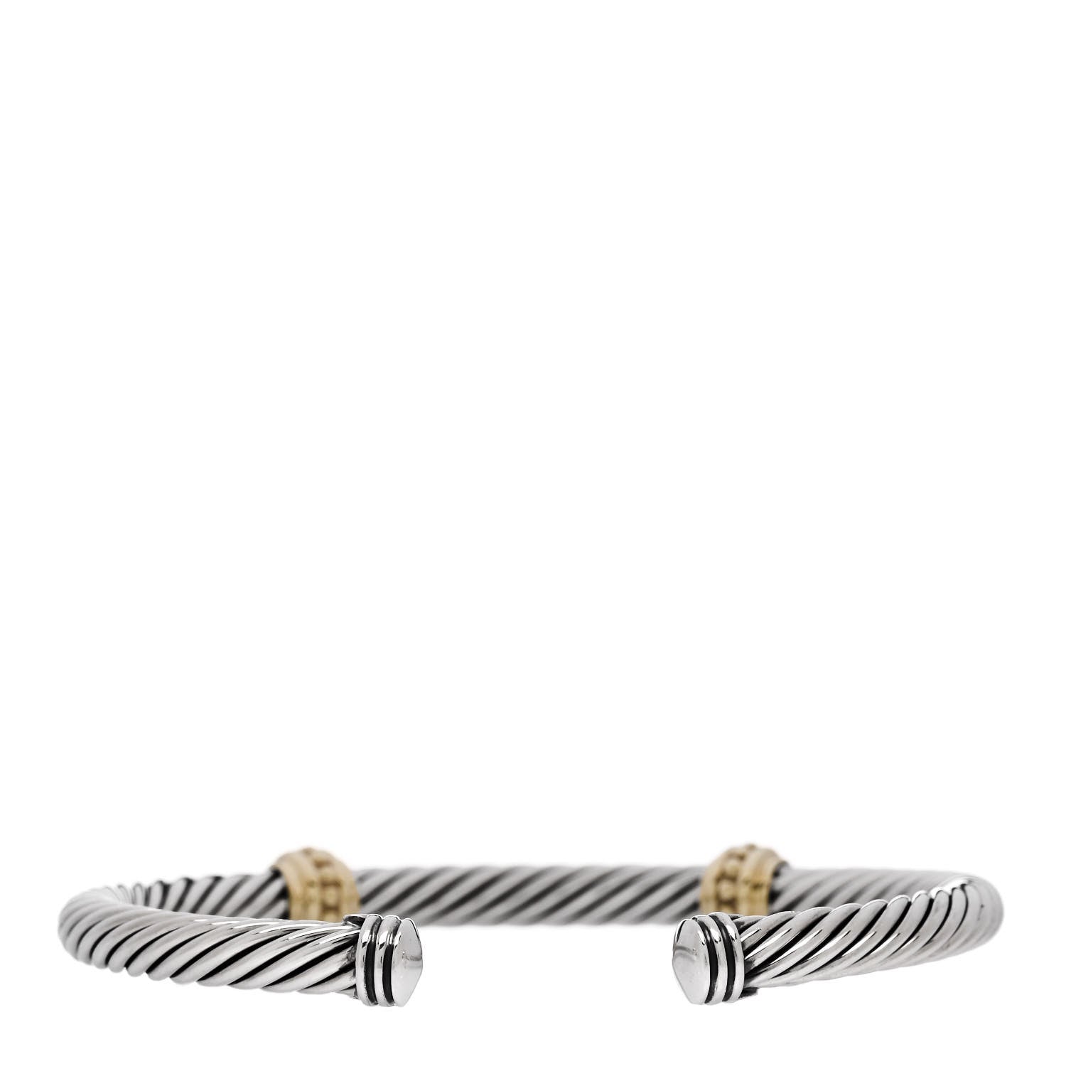 David Yurman Sterling Silver 14K Yellow Gold 5mm Cable Classics Two Station Bracelet 2 of 3