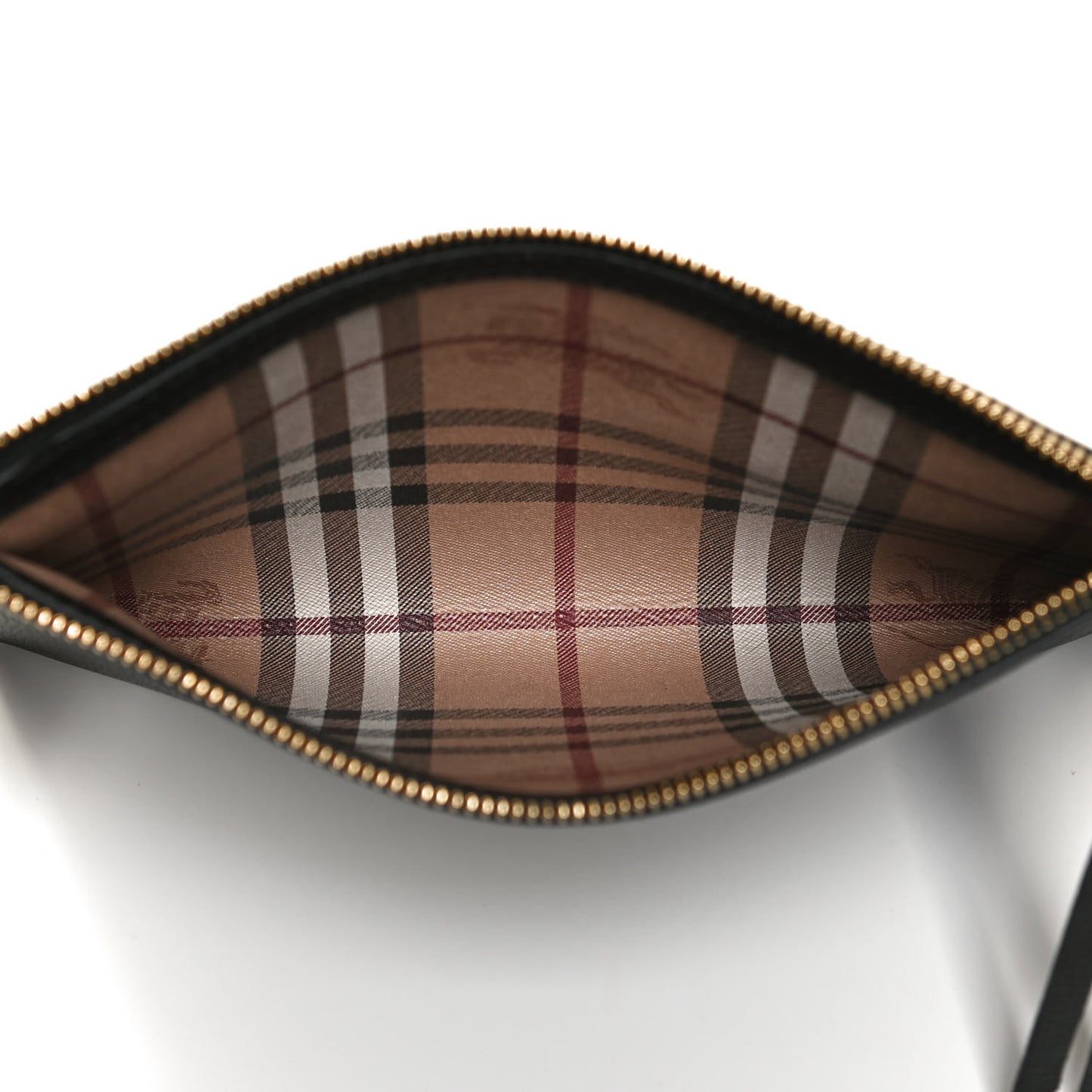 Grainy Calfskin Haymarket Check Zip Pouch Black